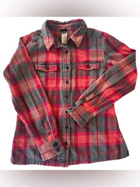 Patagonia Women's Long Sleeve Plaid 100% Organic Cotton Blue Pink Size 6